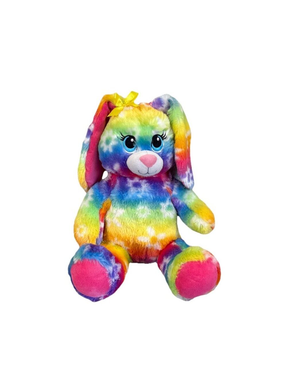 Build A Bear Bright Blooms Bunny Rabbit Rainbow Tie Dye 16" Plush Sewn Eyes BAB